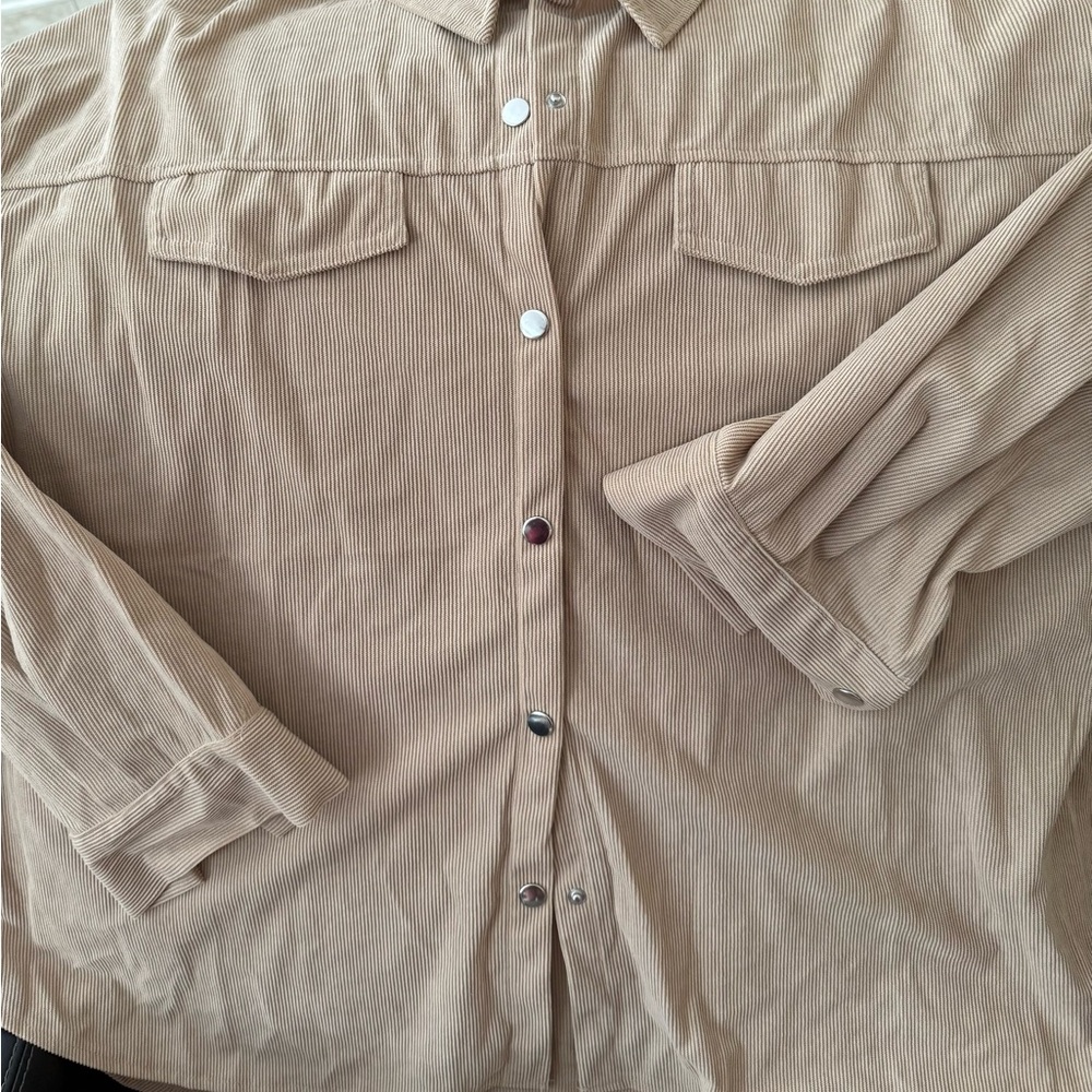 Tan Corduroy Button-Up Shirt